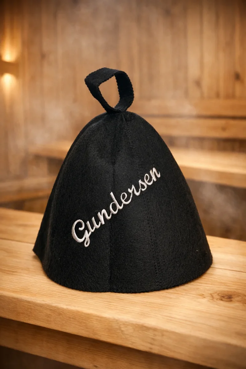 (Pakke på 2 stk) Jacuzzi-/badstulue i ull med brodert navn, gave som varmer i jacuzzien. Til isbading også. - Image 9