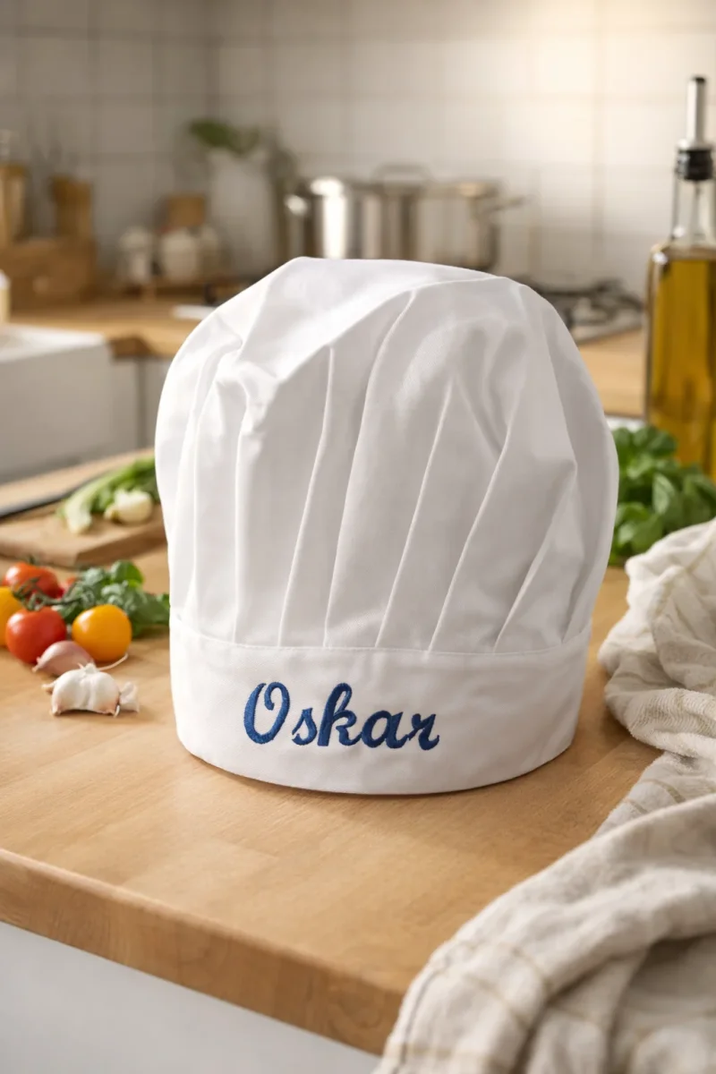 Kokkehatt med brodert navn, tittel, firma etc. Du velger tekst og vi broderer...Velg farge. - Image 4