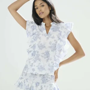 JDY ALBERTE MW LAYER SKIRT WVN EXP- Skjørt Med Volang, Cloud Dancer  ABSTRACT FLOWERS