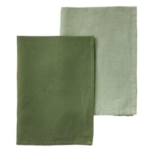 Bungalow Denmark Kjøkkenhåndkle Chevron Fern 2 Ass, Lin Og Bomull , Grønn, Størrelse:B 50 x L 70 cm