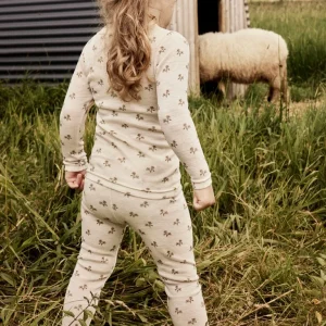LIL ATELIER, NALU WO/MO LS SLIM TOP LIL, GENSER, Turtledove FLOWER/Blomster, MERINOULL/MODAL