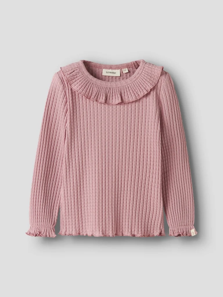 LIL ATELIER KELSA LS SLIM TOP, Langermet Trøye/ Genser, Zephyr- Rosa - Image 2